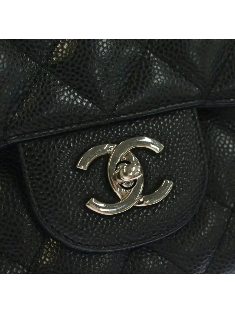 Chanel Maxi Quilted 30 S Flap Chain Shoulder Bag Black Caviar Leather Box Card